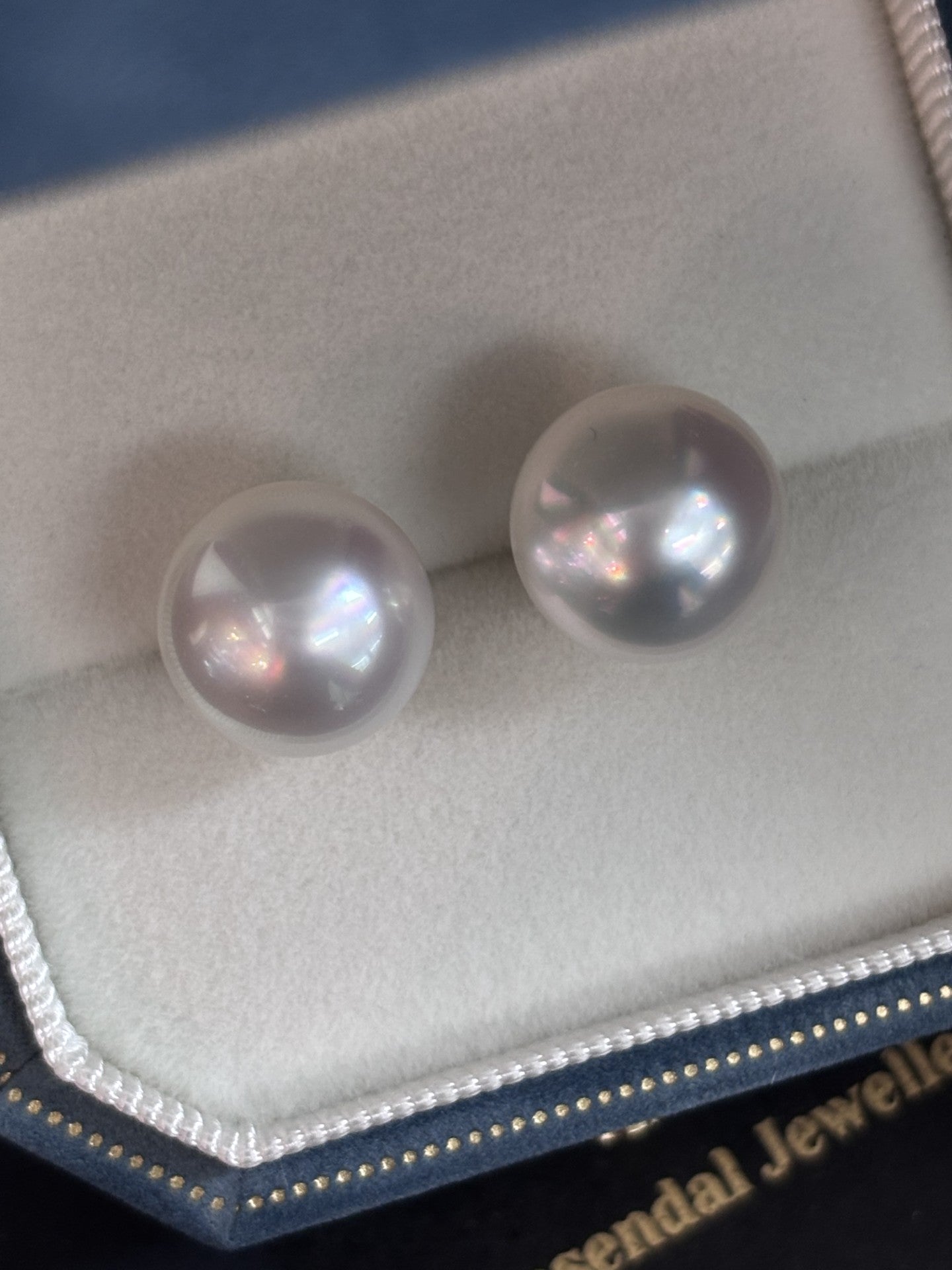 12mm Semi Round Australian South Sea Pearl Earring Studs - 18kt Yellow Gold