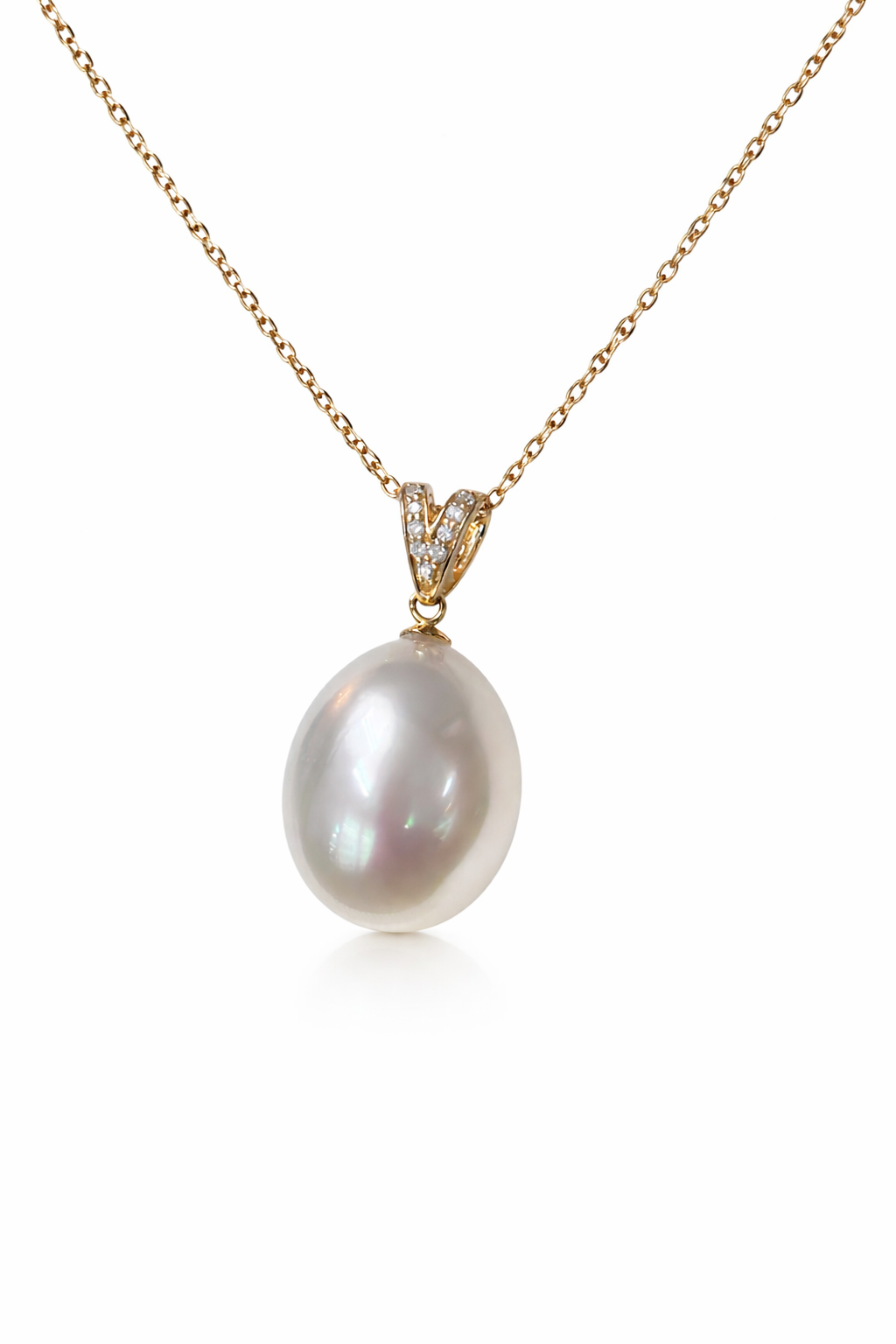 13mm Oval White South Pearl (P) Pendant - 18kt Yellow Gold