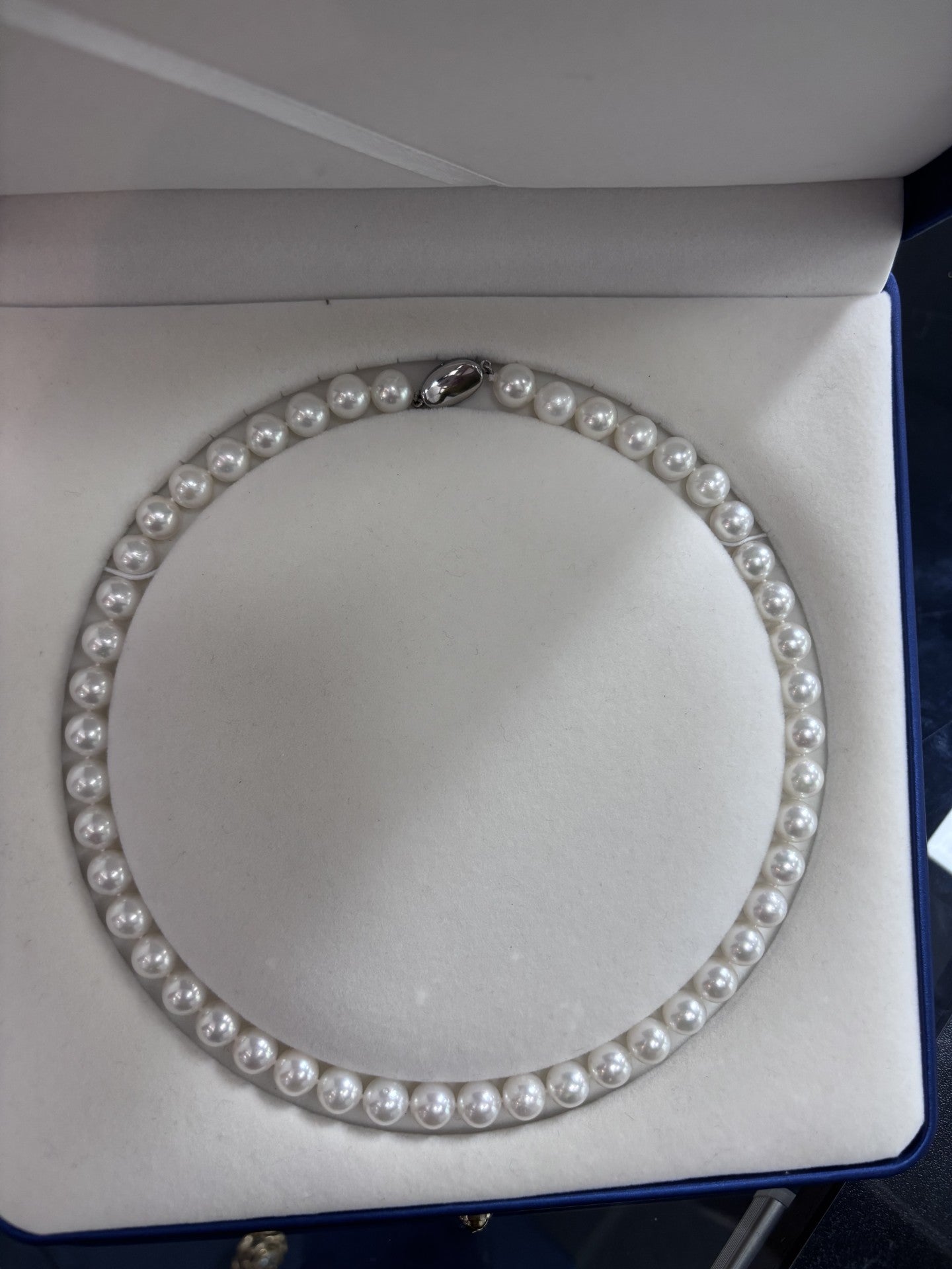 8mm Round Akoya Pearl Strand - Sterling Silver Clasp