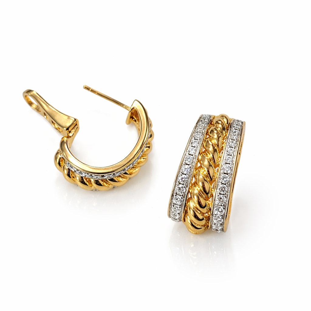 Sterling Silver & 18KT Gold Plated Huggie Earrings