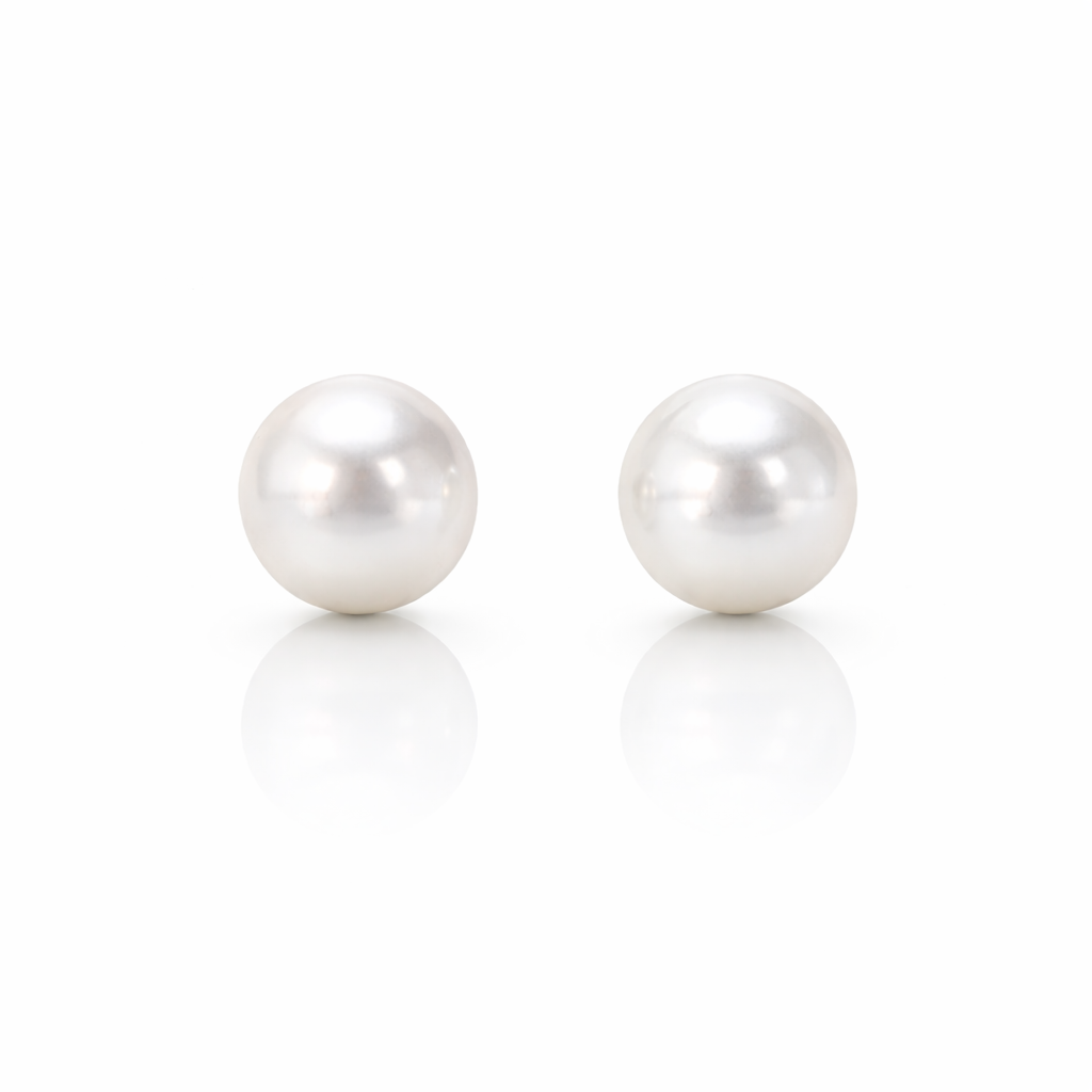 12mm High Button Australian South Sea Pearl Earring Studs - 18KT Yellow Gold