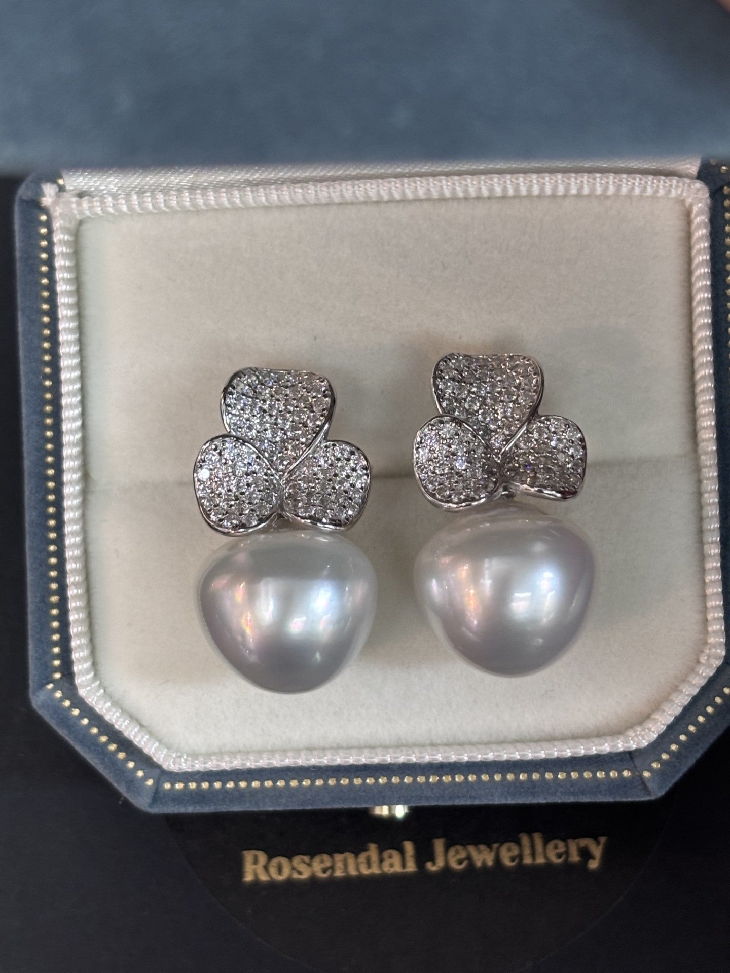 14mm Baroque White South Sea Pearl Earrings - Sterling Silver