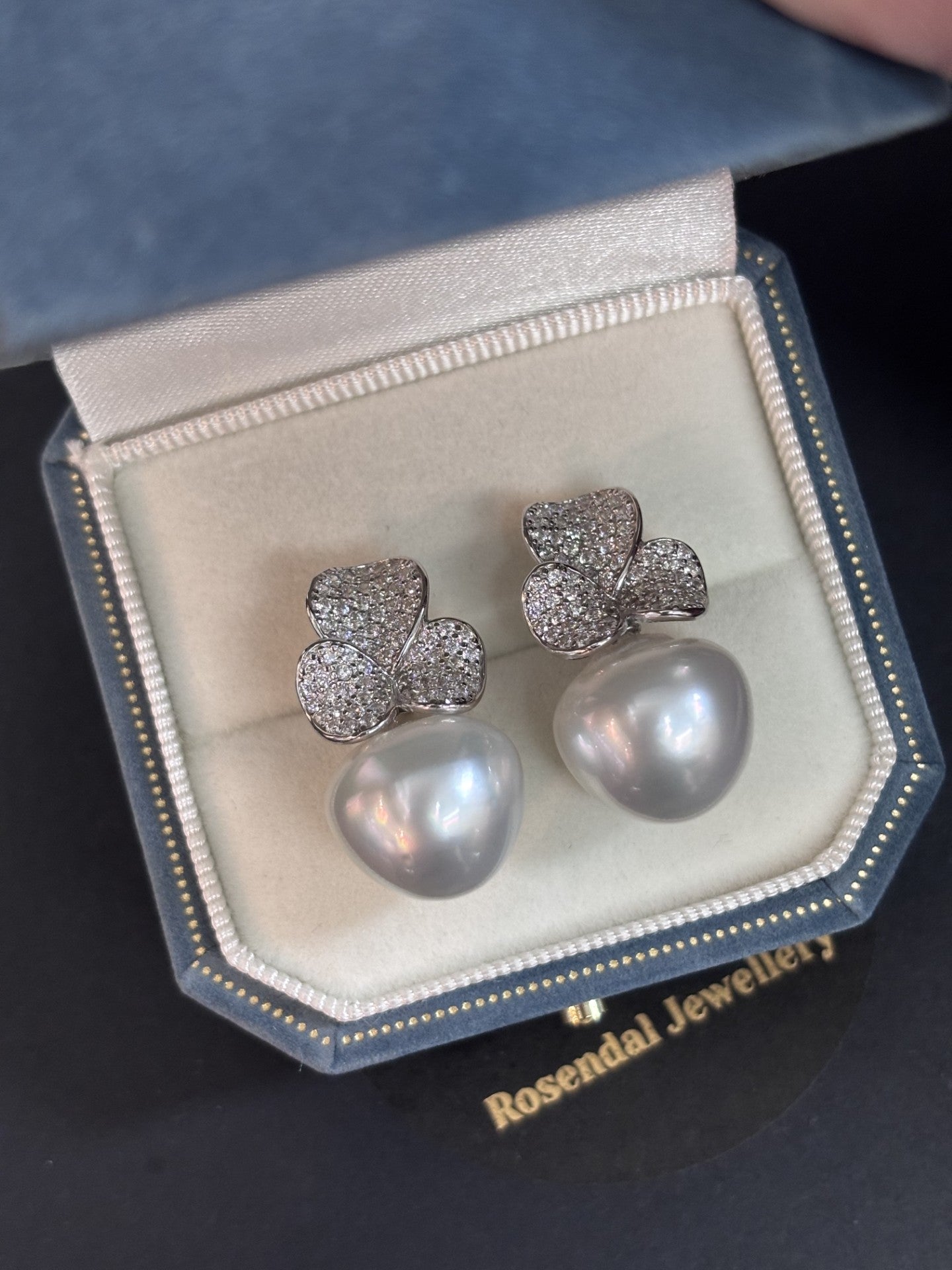 14mm Baroque White South Sea Pearl Earrings - Sterling Silver