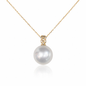 10mm Round Australian White South Sea Pearl Pendant - 18KT Yellow Gold