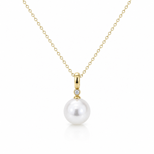 11mm-12mm Round Australian White South Sea Pearl Pendant - 18KT Yellow Gold