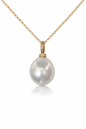 12mm Drop Australian White South Sea Pearl Pendant - 18kt Yellow Gold, Clip-on