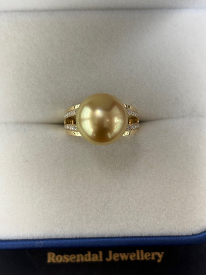 Made to Order - Sunveil Yellow Golden Sea Pearl Ring - Yellow Gold | Lab-Grown Diamond