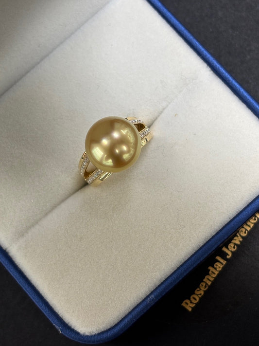 Made to Order - Sunveil Yellow Golden Sea Pearl Ring - Yellow Gold | Lab-Grown Diamond