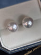 12mm Semi Round Australian South Sea Pearl Earring Studs - 18kt Yellow Gold