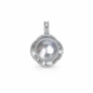 16mm High - Button Australian White South Sea Pearl Pendant - 18KT White Gold & Natural Diamond