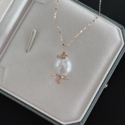 12mm Oval South Sea Pearl Pendant - Yellow Gold