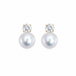 8.5mm Round Australian White Southsea Pearl Earrings - 18KT Yellow Gold with Natural Diamonds