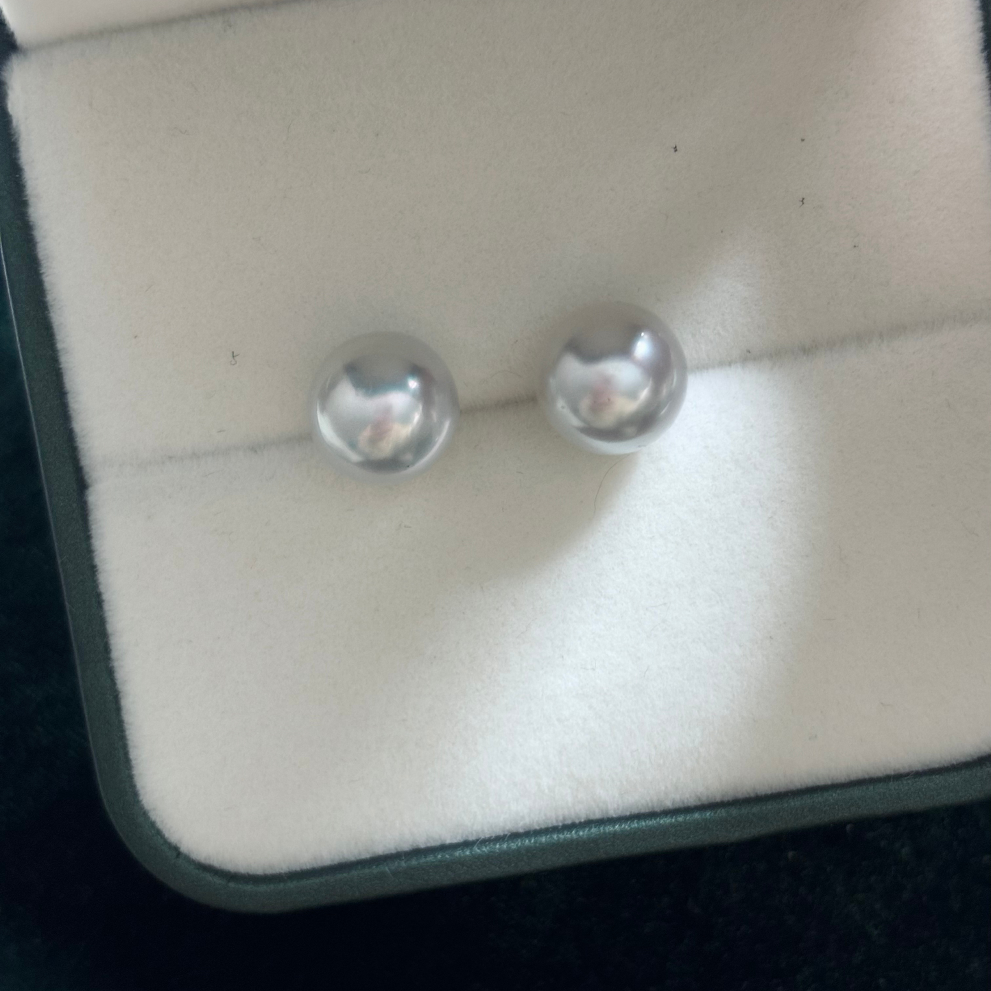 10mm Button Australian South Sea Pearl Studs - White Gold