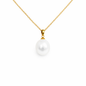 10mm-11mm Oval Australian White South Sea Pearl Pendant - 18KT Yellow Gold