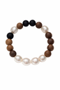Six White South Sea Pearl with Sandalwood and Onyx Beads