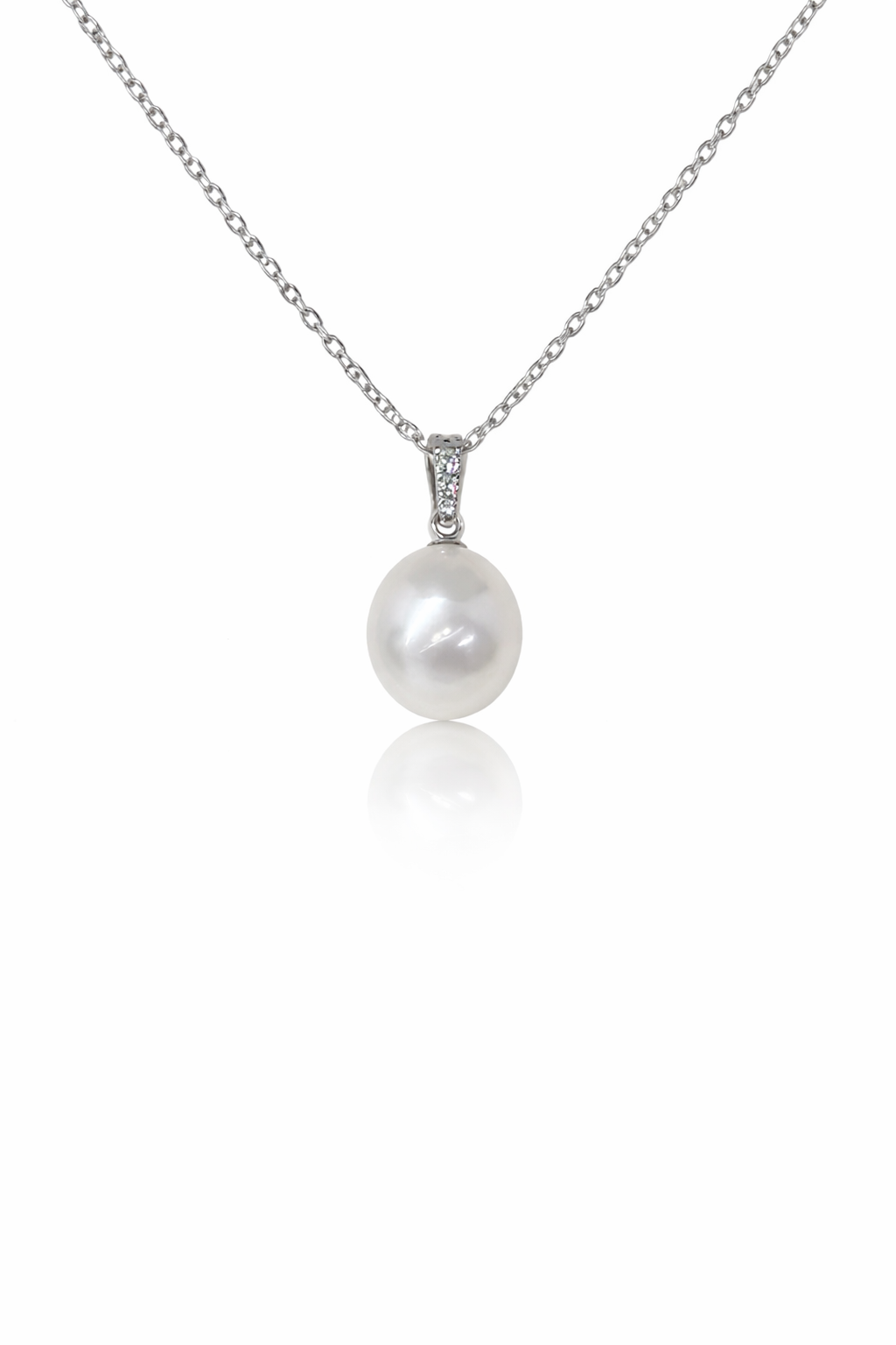10mm Drop Australian White South Pearl Pendant - 18KT White Gold