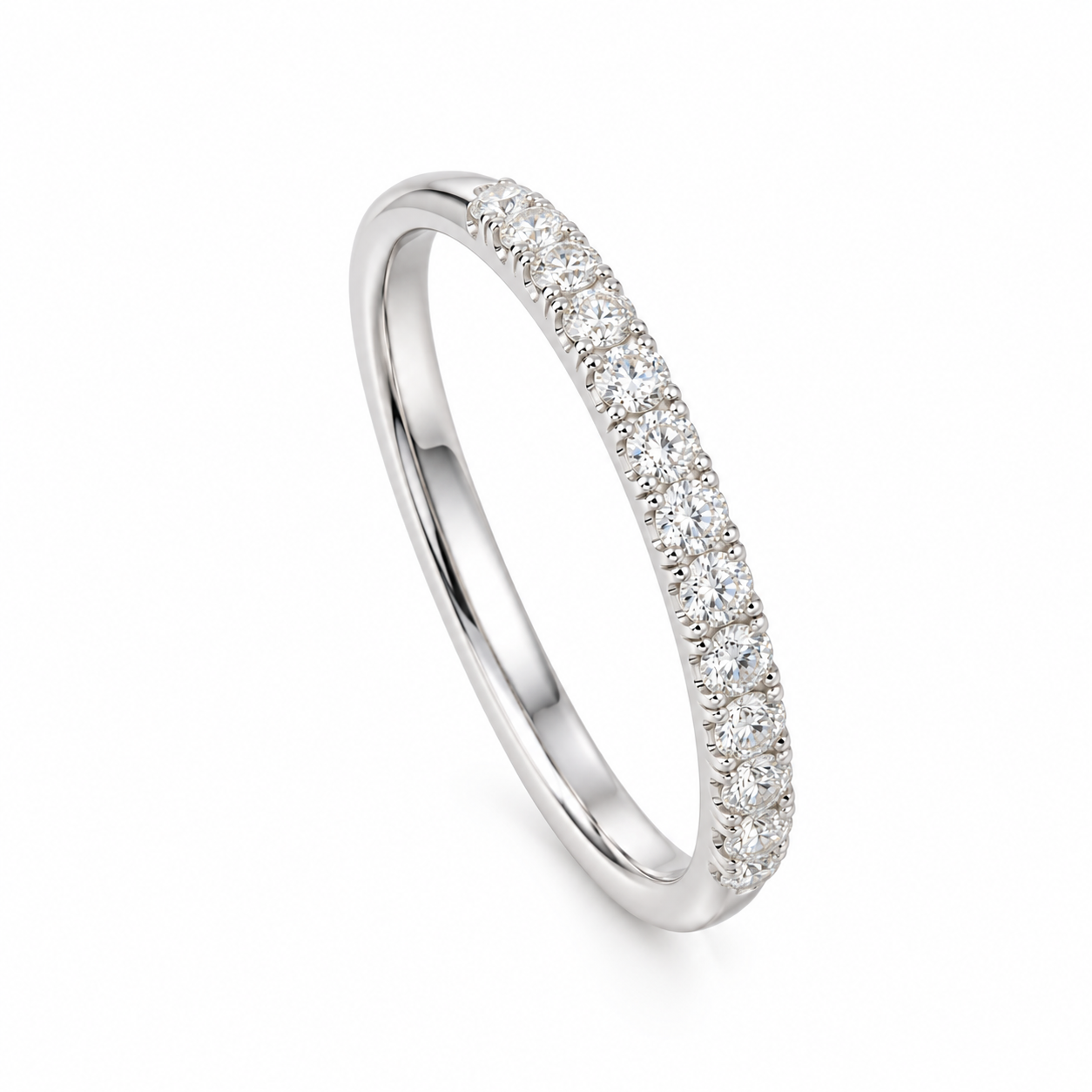 Half Eternity Diamond Ring - 14KT White Gold, Lab - Grown Diamonds