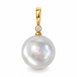 Premium 14mm - 15mm Round Australian White South Sea Pearl Pendant - 18KT Yellow Gold
