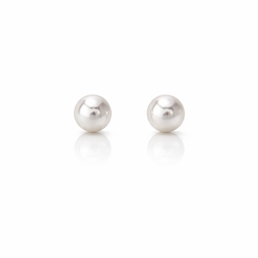 6mm-7mm Round Akoya Pearl Earring Studs - 18kt White Gold