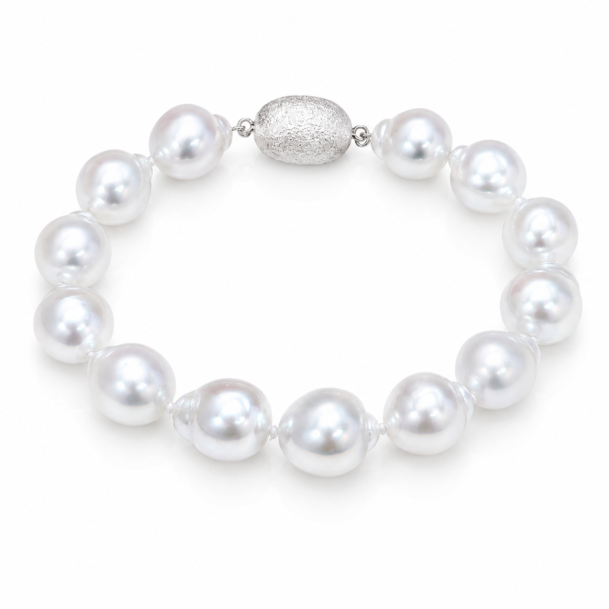 12mm - 13mm Australian Baroque White Southsea Pearl Bracelet