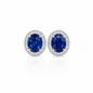2.7CT Natural Blue Sapphire (H) Earring Studs  - 18KT White Gold with Natural Diamonds