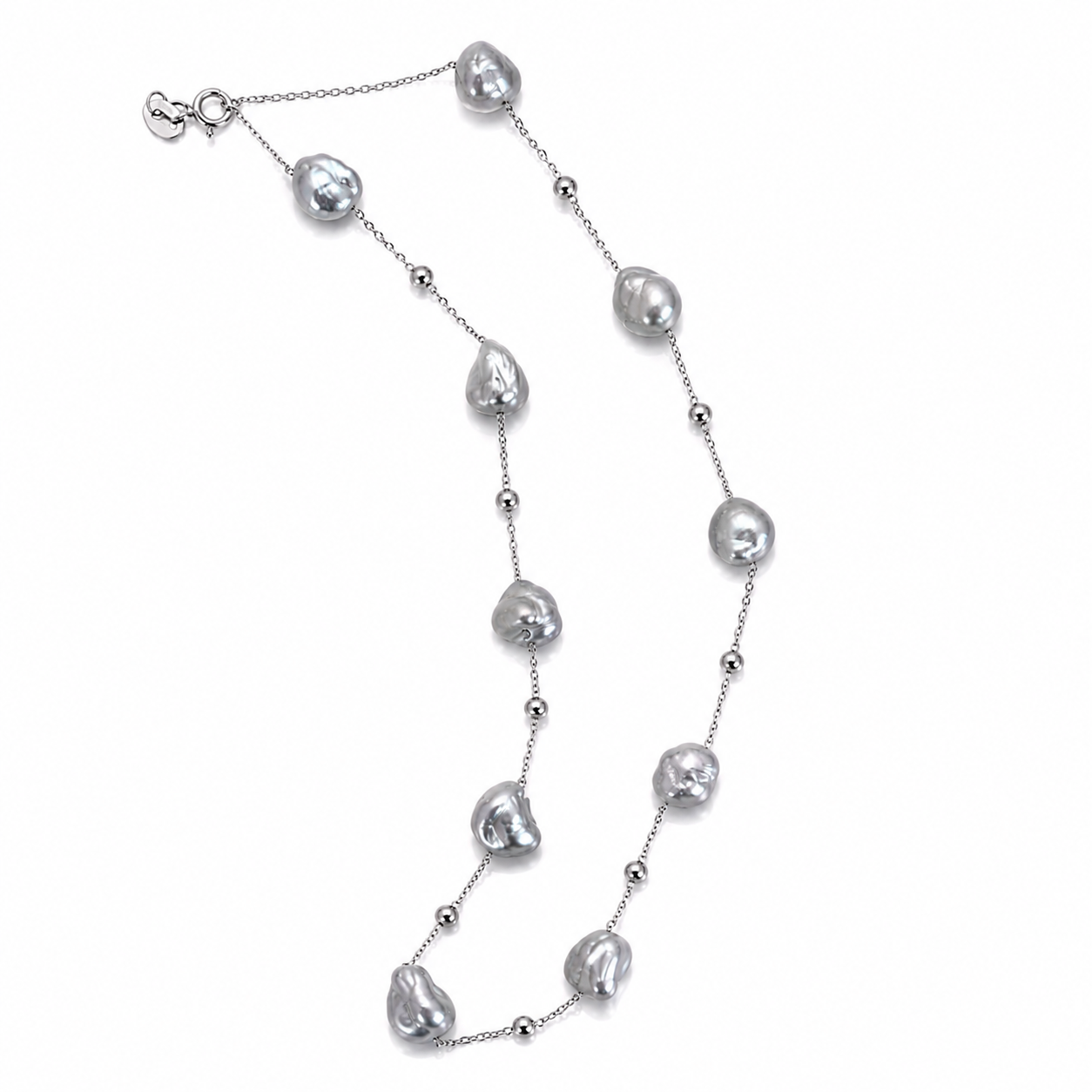 8mm-9mm Tahitian Keshi Constellation Necklace in 18KT White Gold
