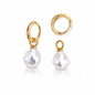 8mm - 9mm Keshi White Southsea Earring Hoops - 18KT Yellow Gold Bails