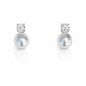 9mm-10mm Drop Australian White Southsea Pearl Earrings - 18KT White Gold with Natural Diamonds