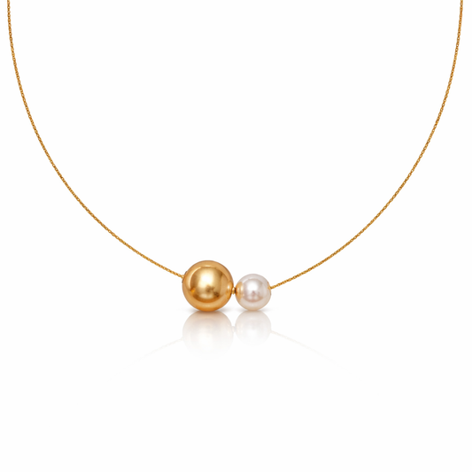 Double - South Pearl Pendant - 18KT Yellow Gold