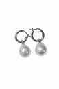 12mm - 13mm Drop Australian White Southsea Pearl Earring Hoops - 18KT White Gold Bails (Copy)