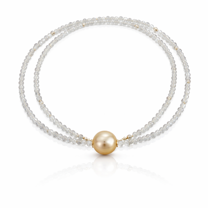 Labradorite Necklace with a Golden Southsea Pearl