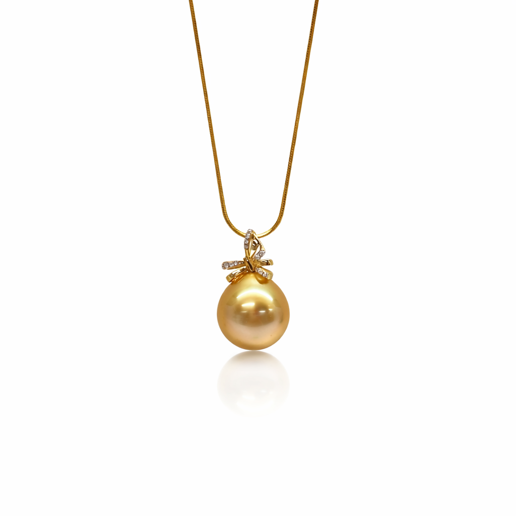11mm -12mm Golden Southsea Pearl Pendant - 18KT Yellow Gold