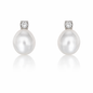 10mm-11mm Oval Australian White Southsea Pearl Earrings - 18KT White Gold with Natural Diamonds (Copy)
