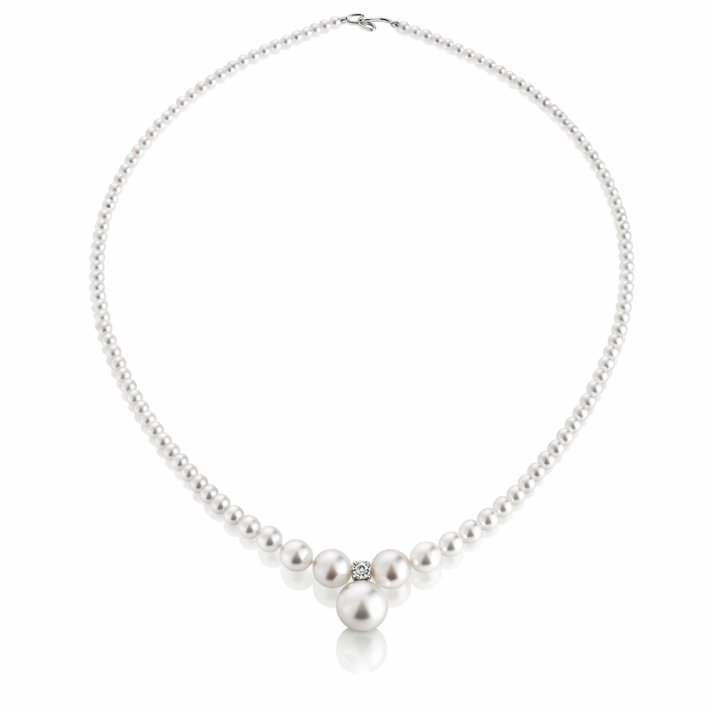 The Rosendal Crown Pearl - 3mm-7mm Freshwater Pearls with a 12mm White Southsea Pearl Pendent