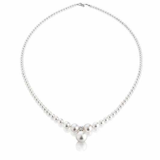 The Rosendal Crown Pearl - 3mm-7mm Freshwater Pearls with a 12mm White Southsea Pearl Pendent