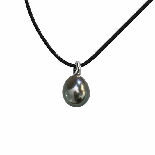 12mm Drop Tahitian Pearl Pendant - 18kt White Gold
