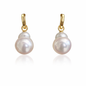 11mm Topped Drop Australian White Southsea Earring Hoops - 18KT Yellow Gold Bails