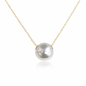 12mm - 13mm Triangle Australian White Southsea Pearl Pendant Floating - 18KT Yellow Gold