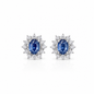 1.03 CT Natural Blue Sapphire (H) Earring Studs  - 18KT White Gold with Lab-Grown Diamonds