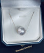 15mm Large Circle White South Pearl Floating Pendant - 18kt Yellow Gold