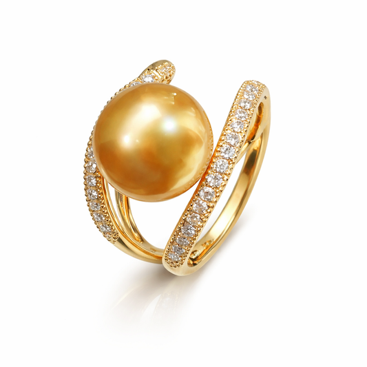 Maze Golden Southsea Pearl Ring - 18KT Yellow Gold