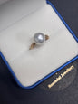 Made to order - 10mm Round White South Sea Pearl Ring - 18kt Yellow Gold
