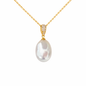 12mm Drop White South Pearl Pendant - 18KT Yellow Gold