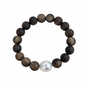 Sandalwood Bead Bracelet with a White South Sea Pearl