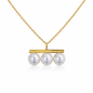 7-8mm Akoya Triple Pearl Pendant - 18kt Yellow Gold Bar